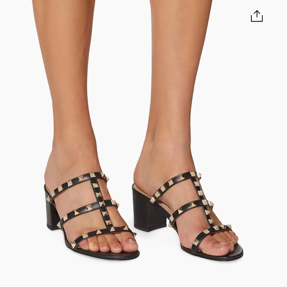 ♥️SOLD♥️ Valentino Garavani Rockstud Black Caged Sandals Slides 38.5 8 - Picture 10 of 14